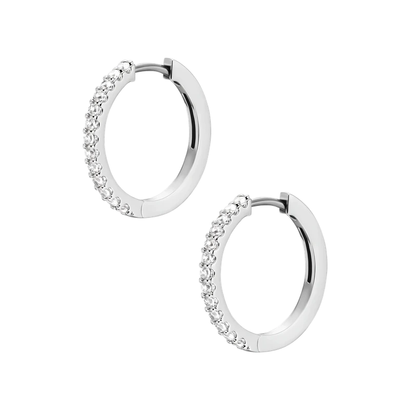 Ellis Pavé Glitz Silver-Tone Brass Hoop Earrings