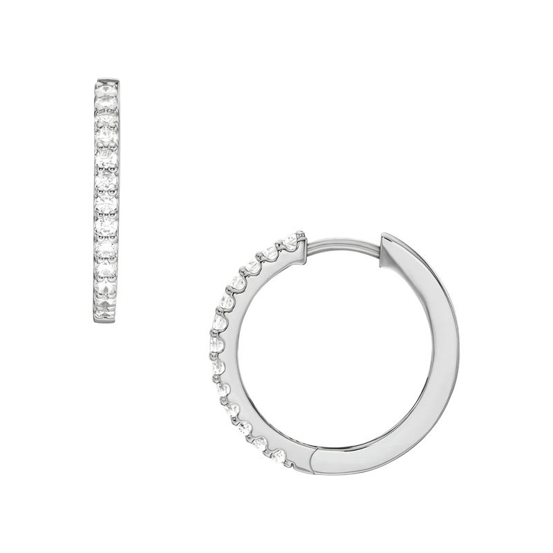 Ellis Pavé Glitz Silver-Tone Brass Hoop Earrings