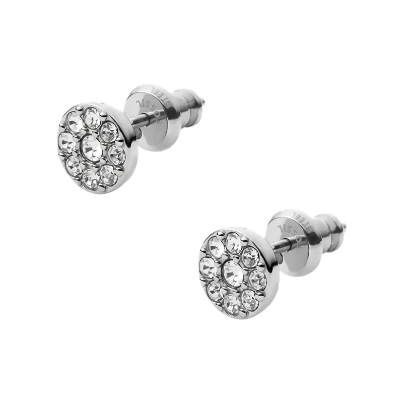 Ellis Disc Silver-Tone Stainless Steel Stud Earrings