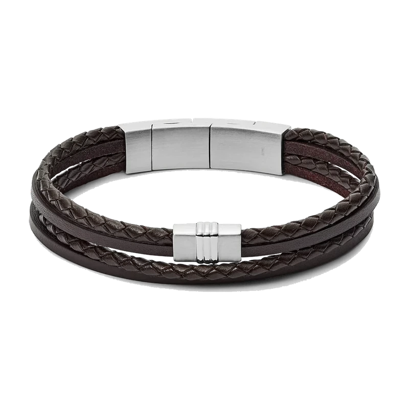 Brown Multi-Strand Braided Leather Bracelet