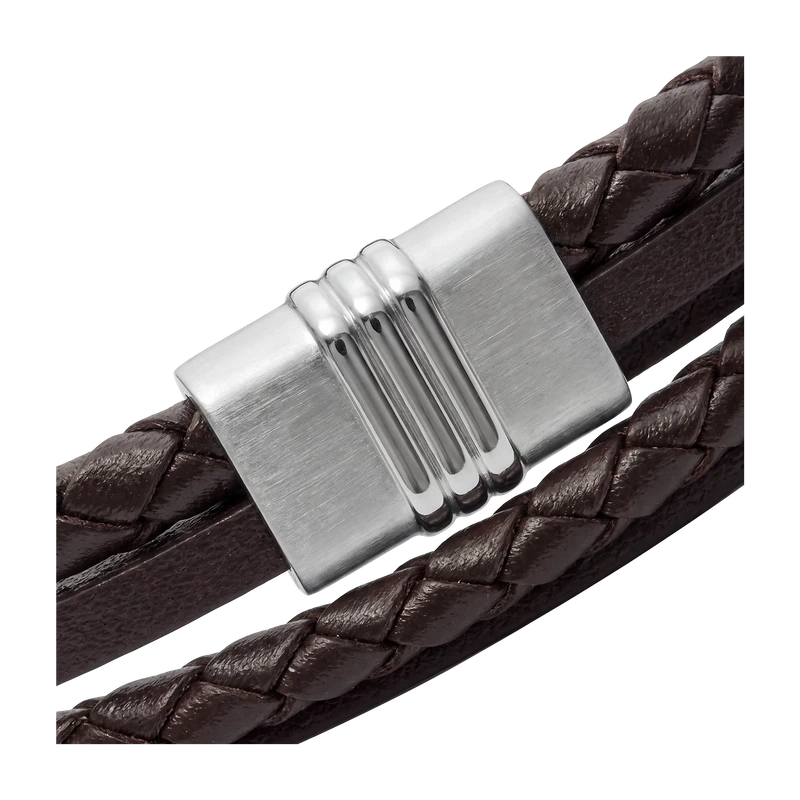 Brown Multi-Strand Braided Leather Bracelet