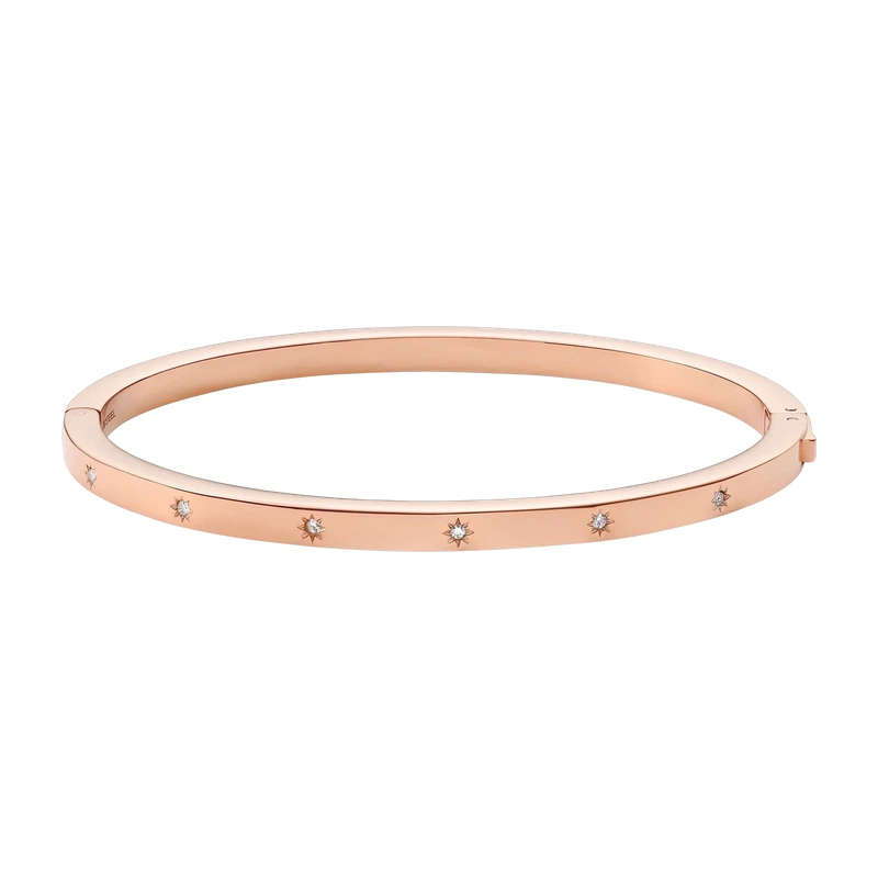 Sadie Shine Bright Rose Gold-Tone Stainless Steel Bangle Bracelet