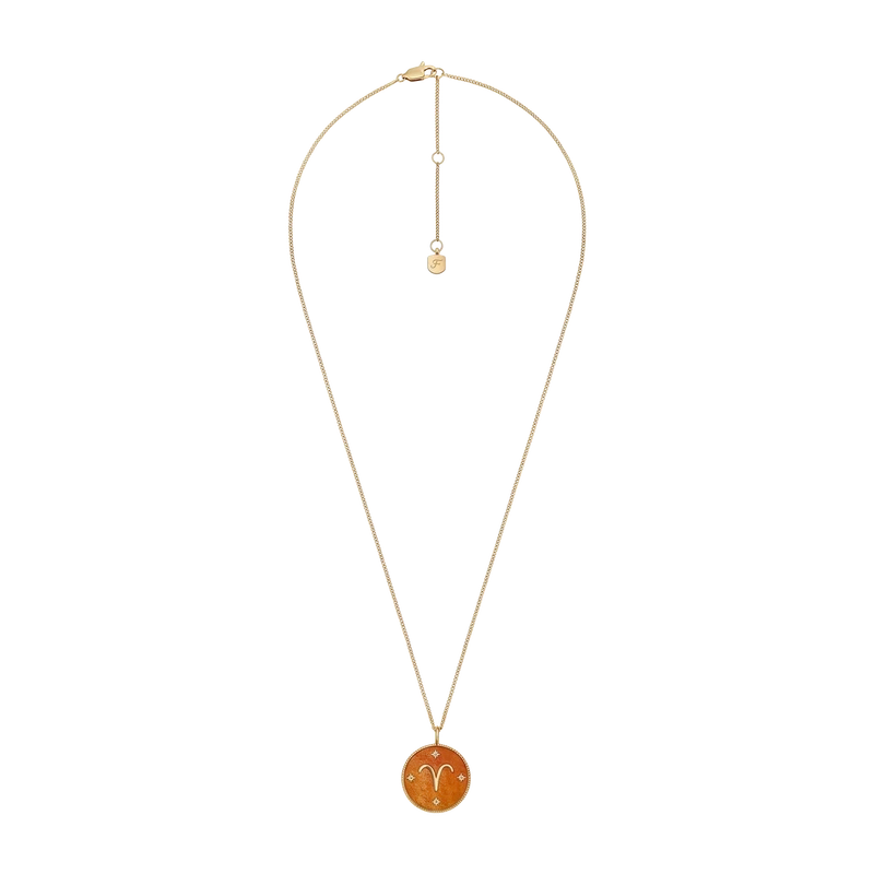 Aries Sutton Zodiac Gold-Tone Stainless Steel Red Carnelian Pendant