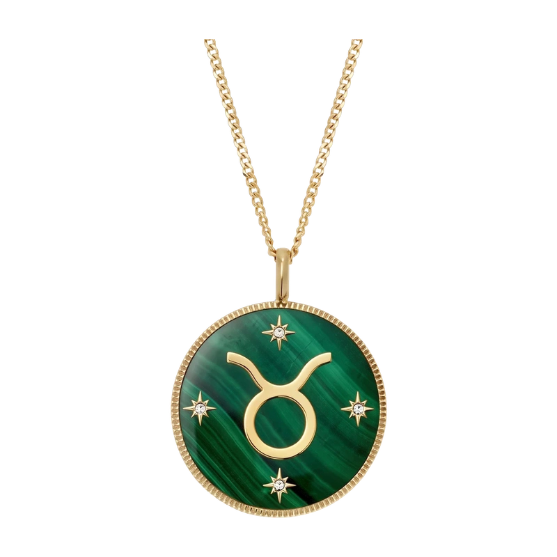 Taurus Sutton Zodiac Gold-Tone Stainless Steel Green Malachite Pendant