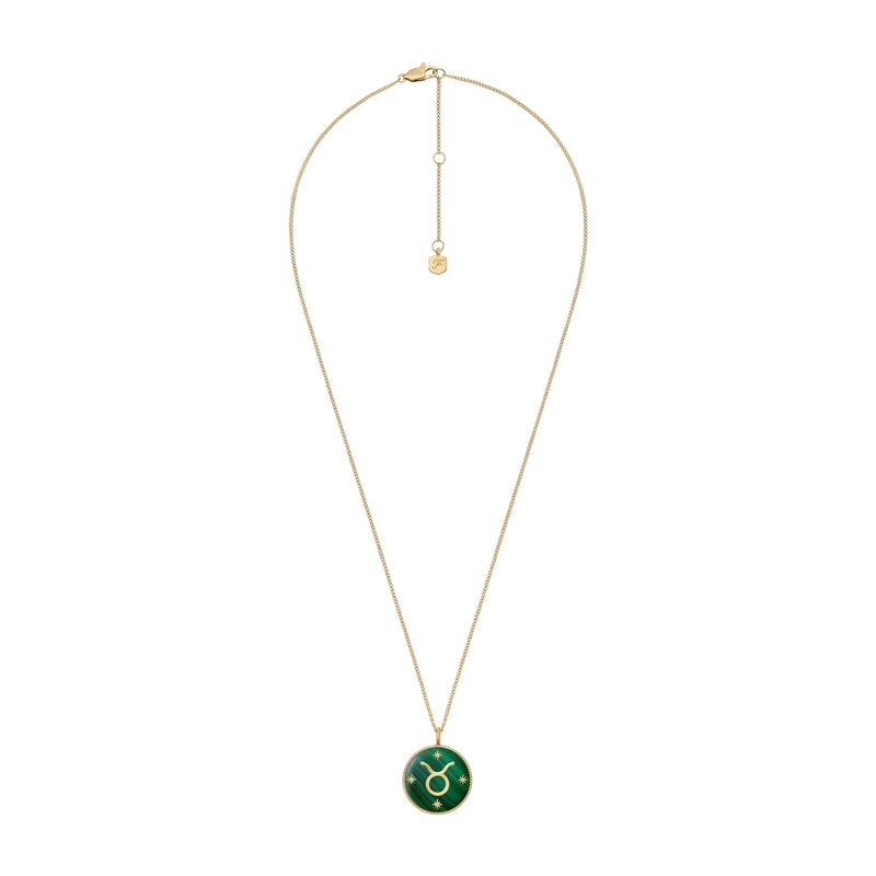 Taurus Sutton Zodiac Gold-Tone Stainless Steel Green Malachite Pendant