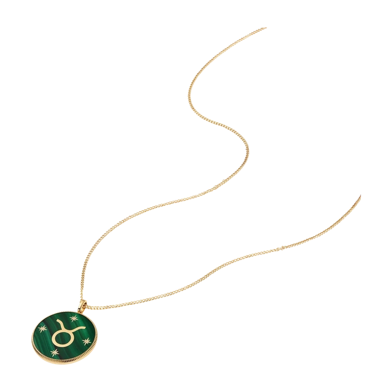 Taurus Sutton Zodiac Gold-Tone Stainless Steel Green Malachite Pendant