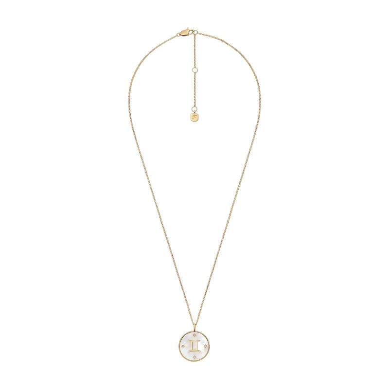 Gemini Sutton Zodiac Gold-Tone Stainless Steel White Mother-of-Pearl Pendant