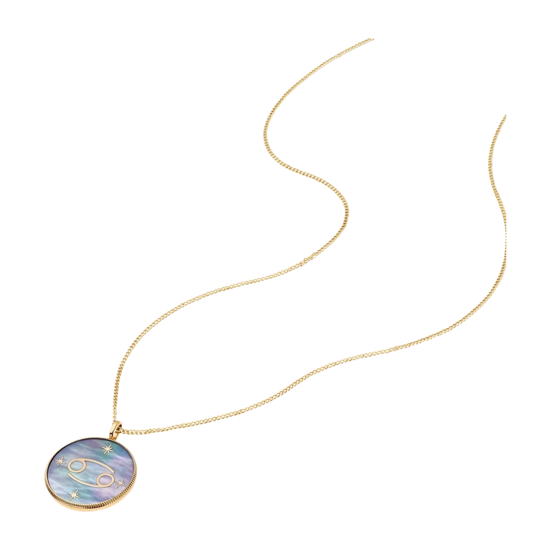 Cancer Sutton Zodiac Gold-Tone Stainless Steel Black Mother-of-Pearl Pendant