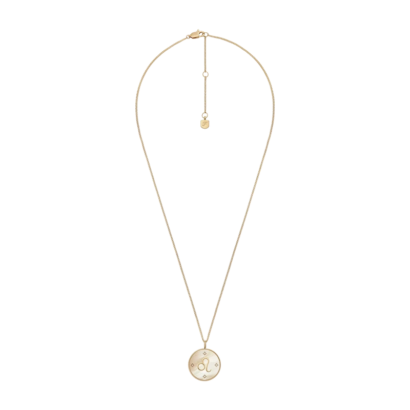 Leo Sutton Zodiac Gold-Tone Stainless Steel Gold Mother-of-Pearl Pendant