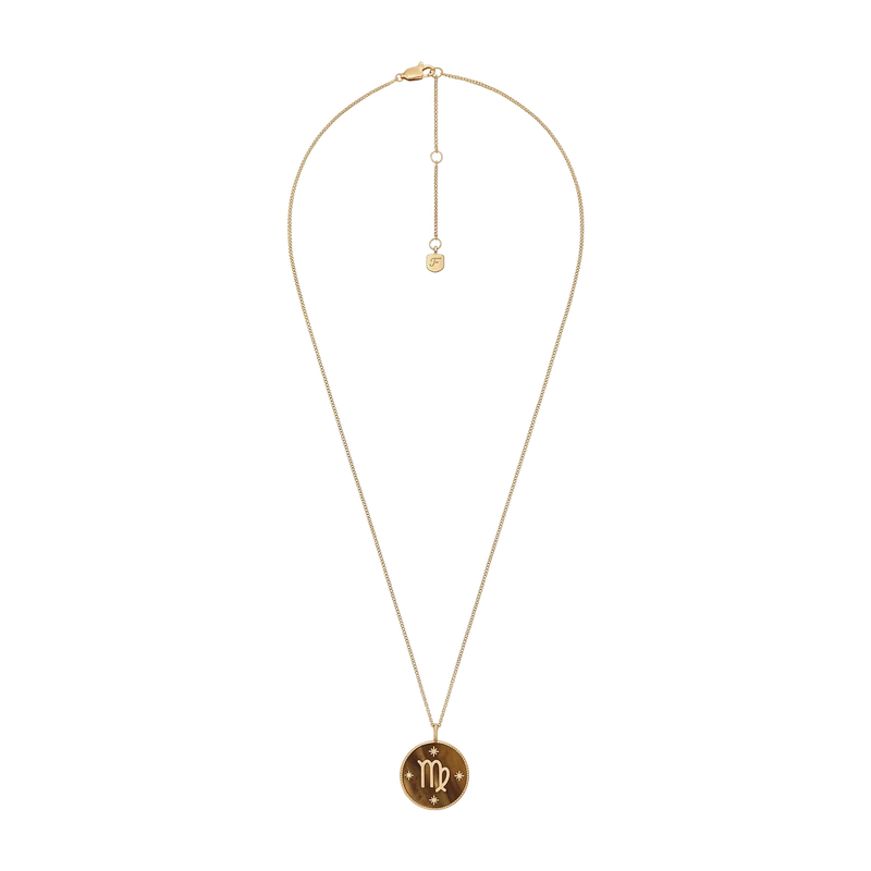 Virgo Sutton Zodiac Gold-Tone Stainless Steel Tiger's Eye Pendant