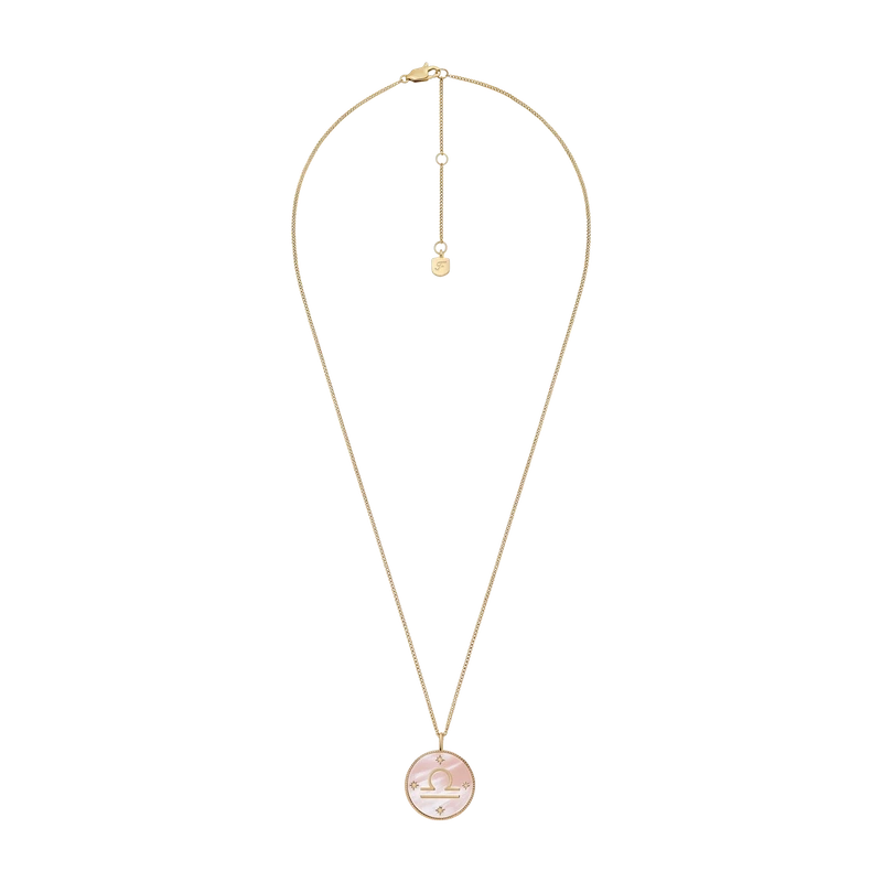 Libra Sutton Zodiac Gold-Tone Stainless Steel Pink Mother-of-Pearl Pendant