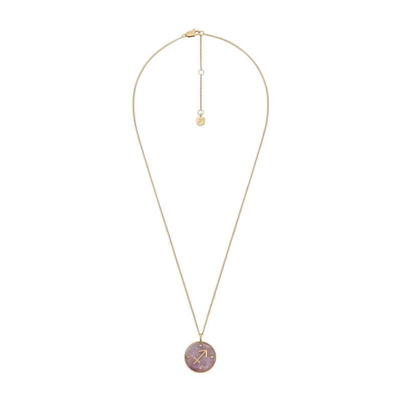 Sagittarius Sutton Zodiac Gold-Tone Stainless Steel Purple Amethyst Pendant