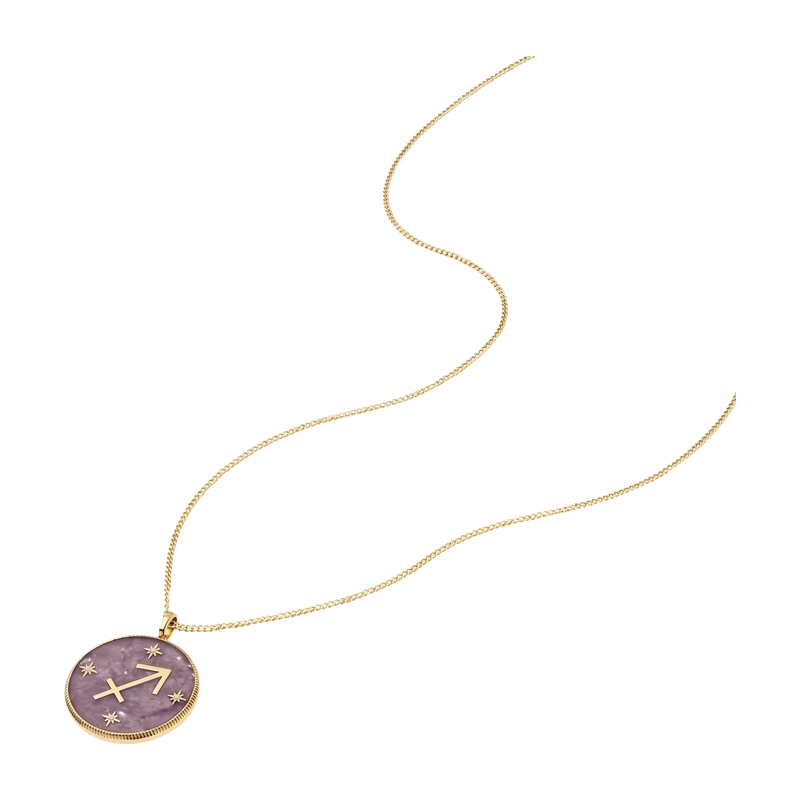 Sagittarius Sutton Zodiac Gold-Tone Stainless Steel Purple Amethyst Pendant