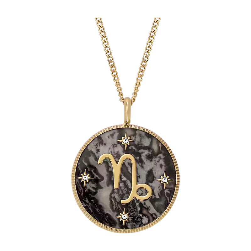 Capricorn Sutton Zodiac Gold-Tone Stainless Steel Gray Hematite Pendant