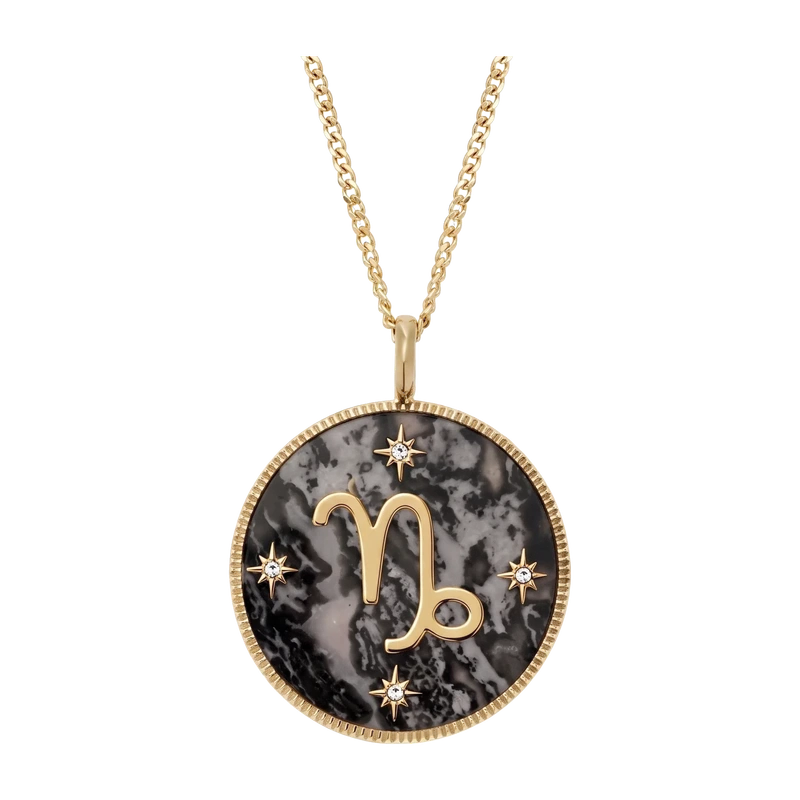 Capricorn Sutton Zodiac Gold-Tone Stainless Steel Gray Hematite Pendant