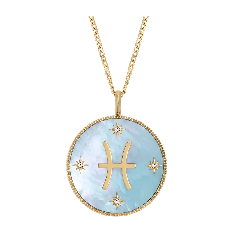 Pisces Sutton Zodiac Gold-Tone Stainless Steel Green Mother-of-Pearl Pendant