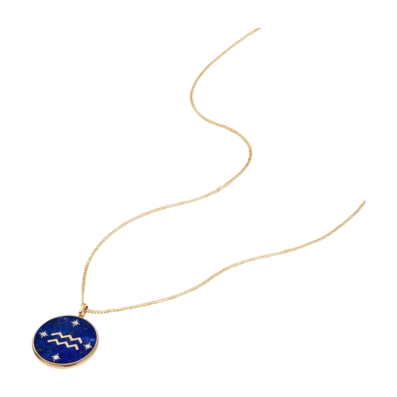 Aquarius Sutton Zodiac Gold-Tone Stainless Steel Blue Lapis Pendant