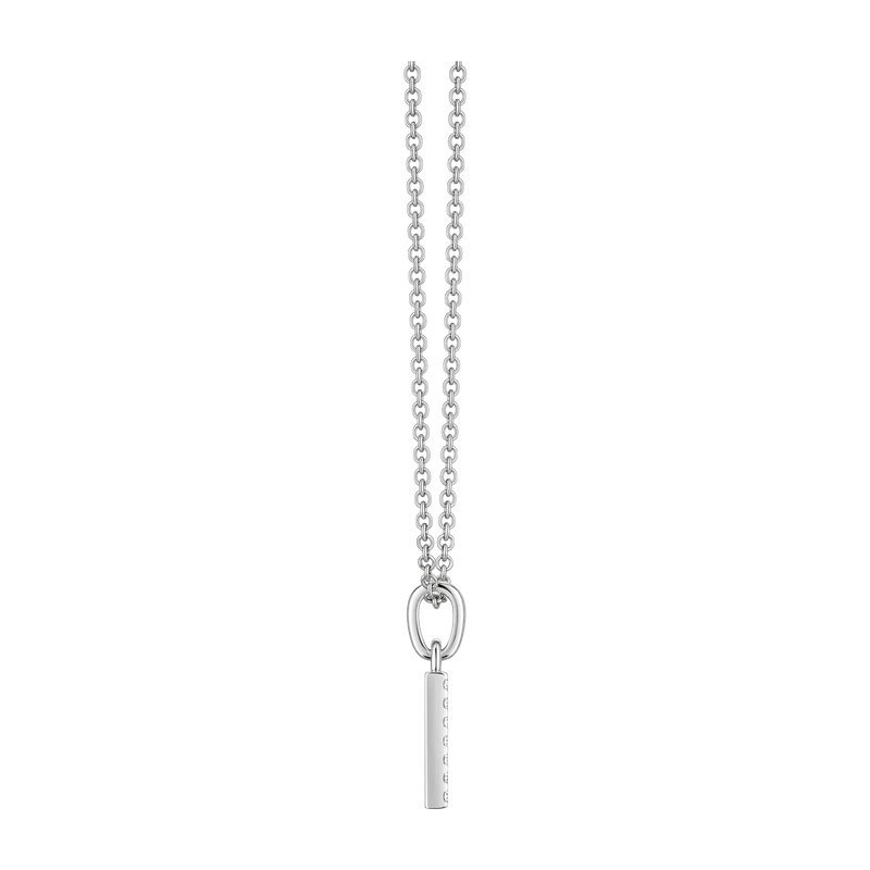 Silver Letter F Necklace with White Zirconia