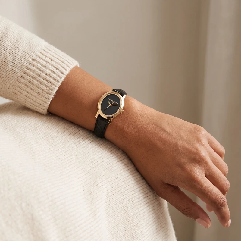 Petite Maude Gold-Tone And Lizard Embossed Leather