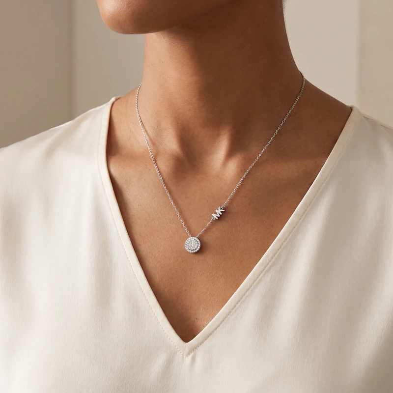 CZ Pendant Sterling Silver Necklace 45cm