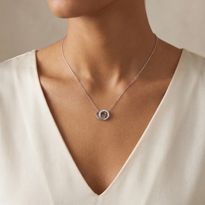 Interlocking Sterling Silver Necklace 45cm