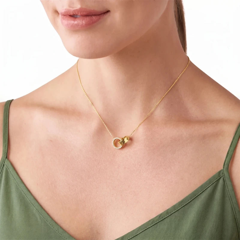 Interlocking Gold-Plated Sterling Silver Necklace 45cm