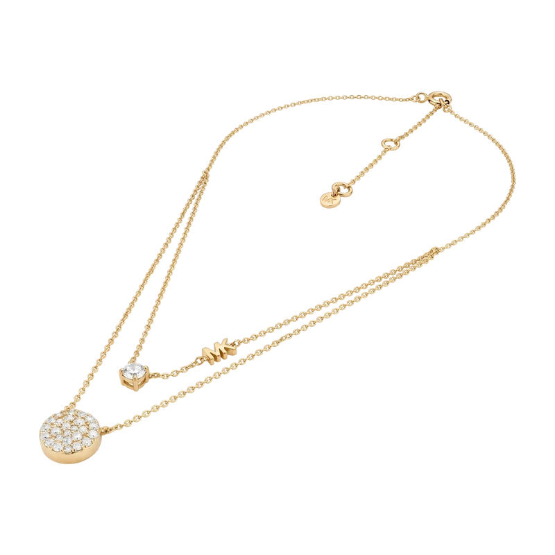 Brilliance Double Layered Pavé Disc Gold-Plated Sterling Silver Necklace