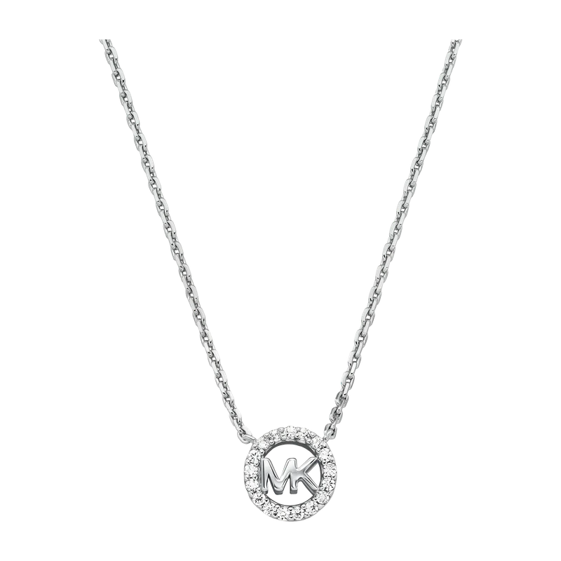Fulton Pavé Logo Charm Sterling Silver Necklace 38cm