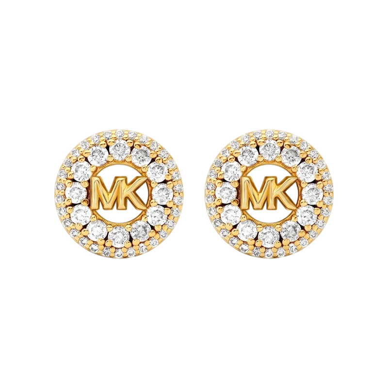 Pavé Logo Gold-Plated Sterling Silver Stud Earrings