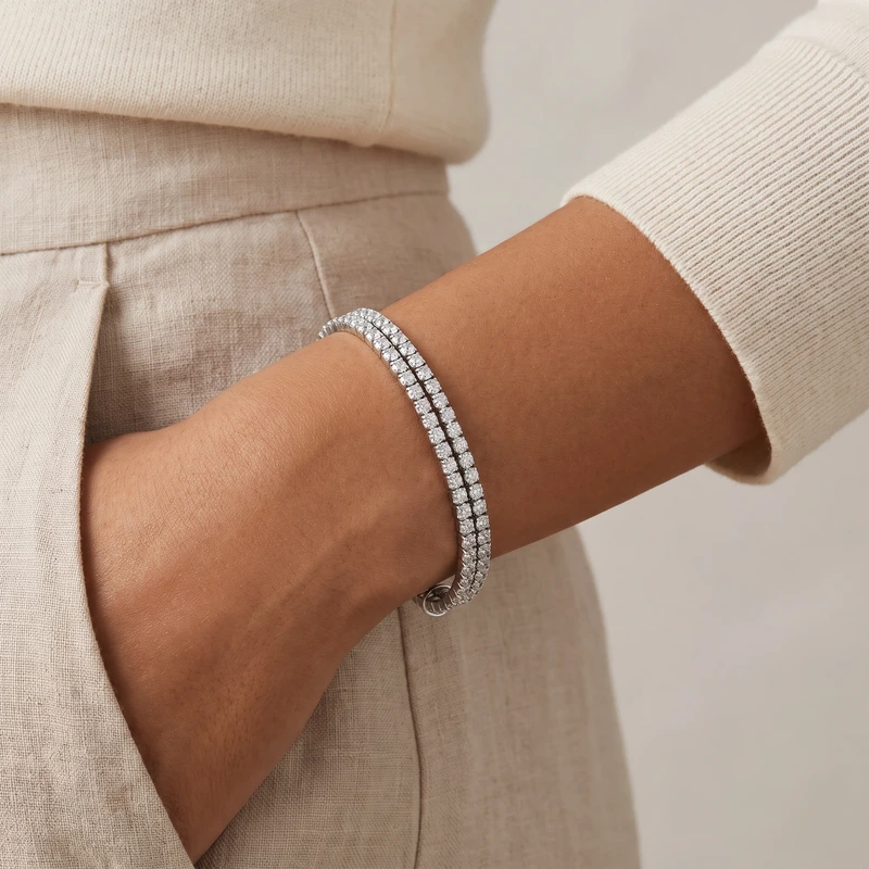 Brilliance Tennis Silver-Tone Bracelet 60mm