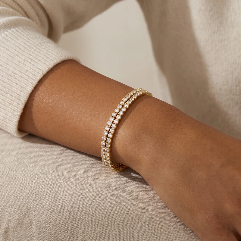 Brilliance Tennis Gold-Tone Bracelet 60mm