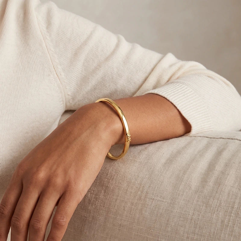Metallic Muse Gold-Tone Bangle Bracelet 17.8cm