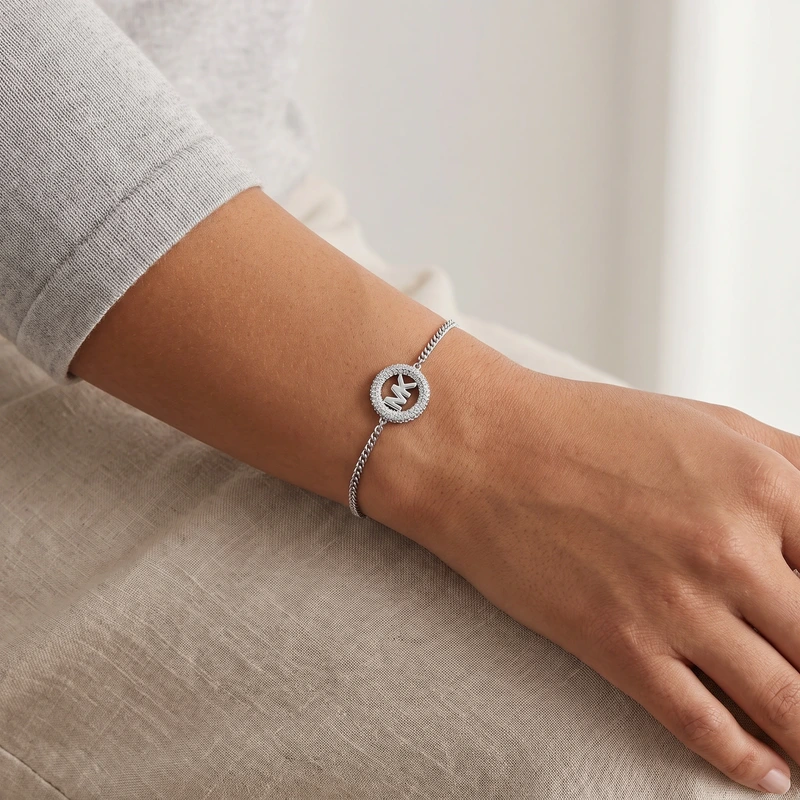 Pavé Logo Silver-Tone Bracelet 21.5cm