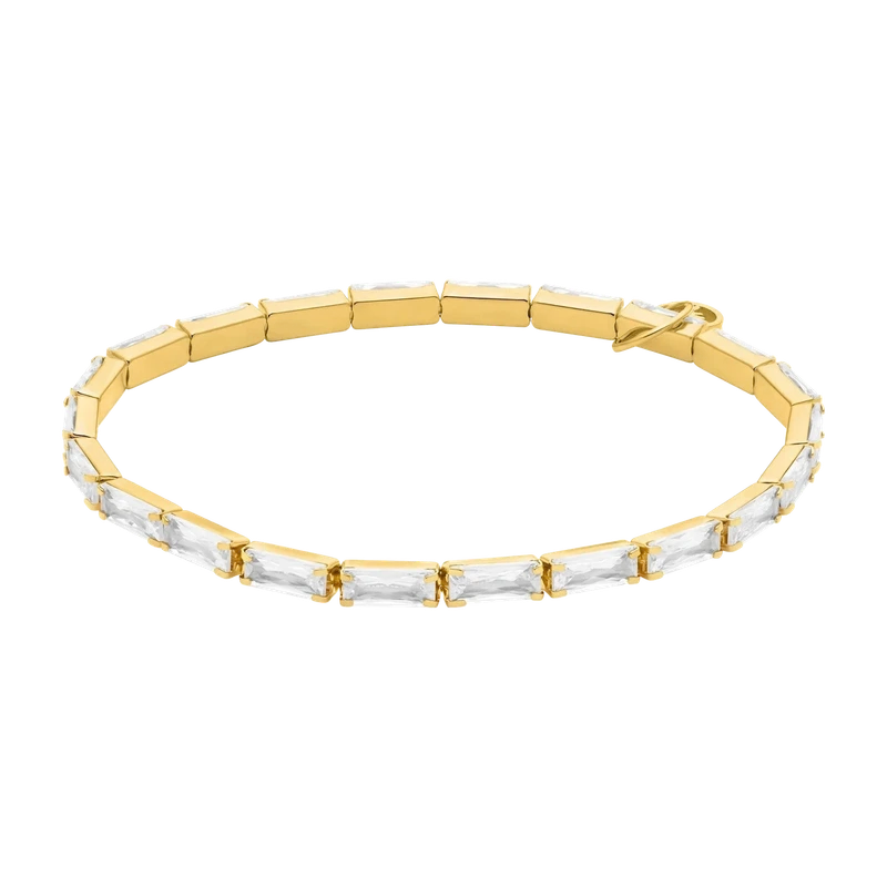 Brilliance Baguette Stretch Gold-Tone Tennis Bracelet