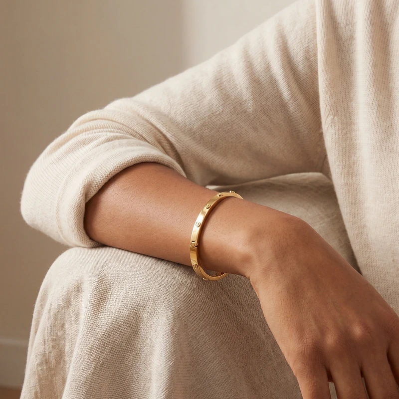 Logo Gold-Tone Bangle Bracelet