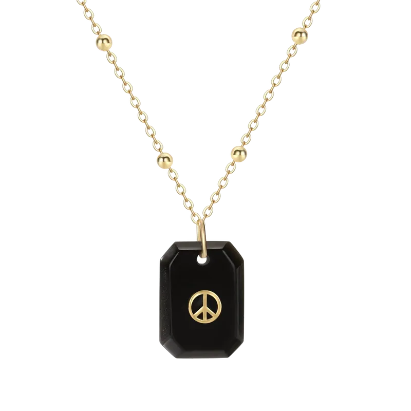 Peace Out Necklace (Black Onyx)