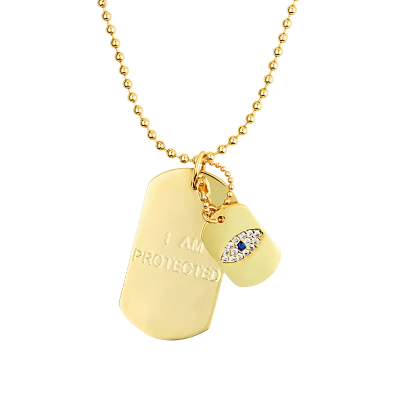 I Am Protected Necklace Dog Tag