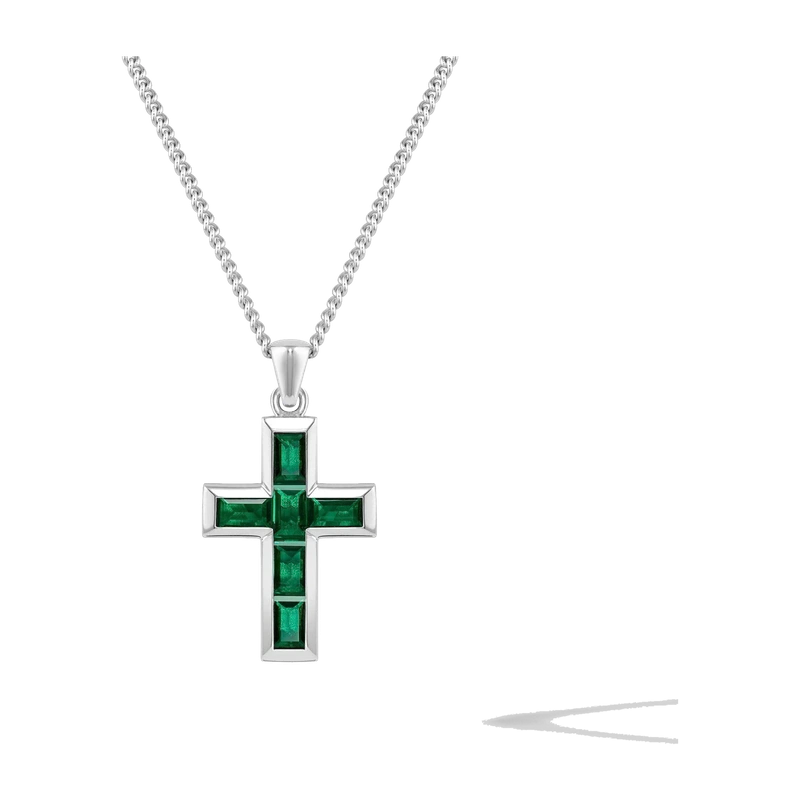 Gemstone Cross Pendant - Emerald