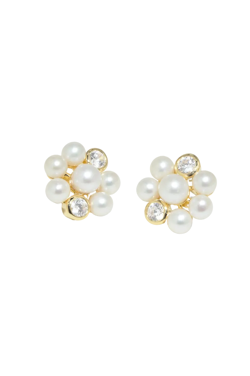 Lightdrops - Pearl and Zirconia Recycled Gold Vermeil Stud Earrings