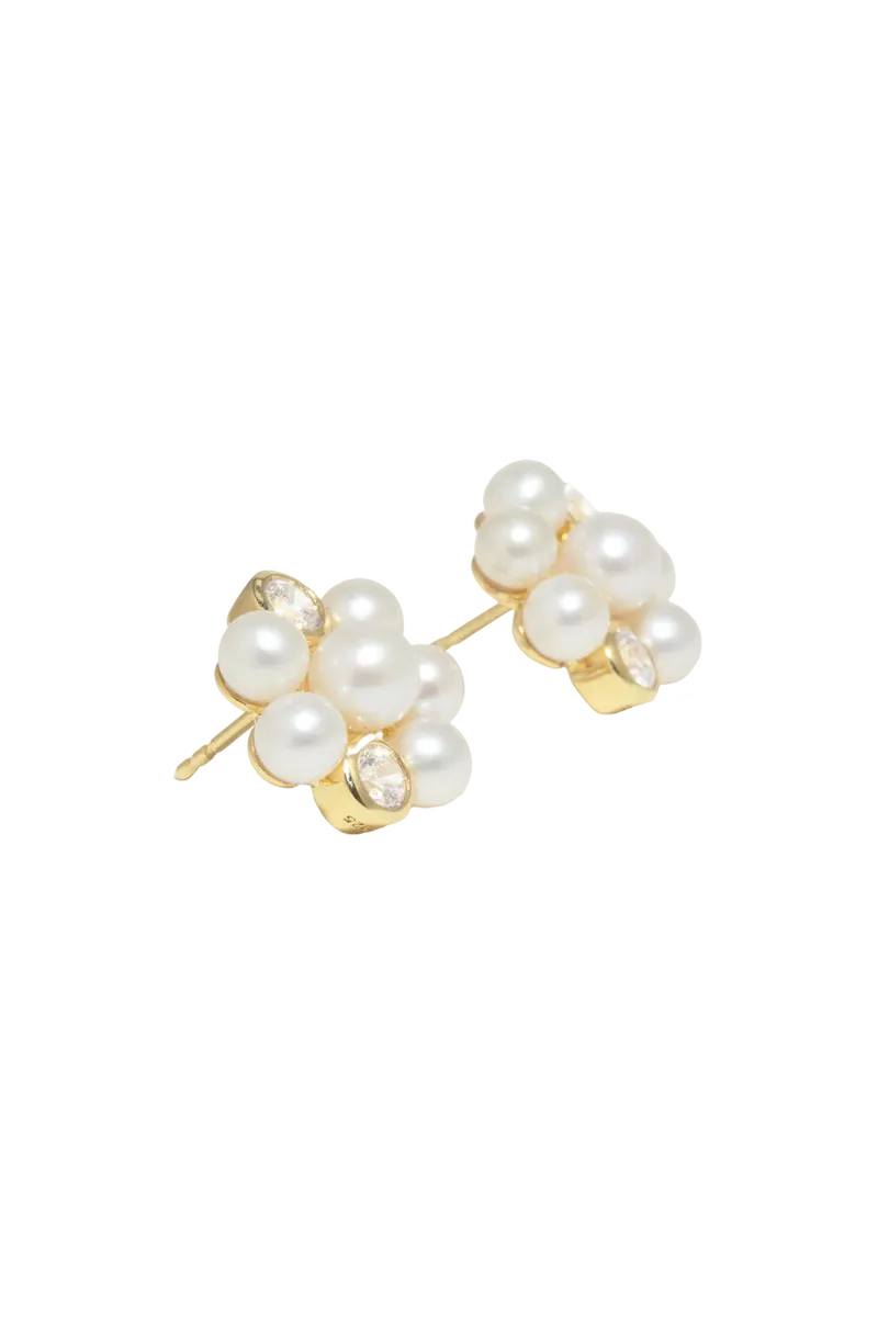 Lightdrops - Pearl and Zirconia Recycled Gold Vermeil Stud Earrings