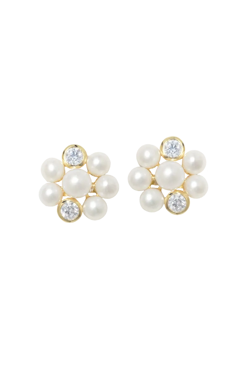 Lightdrops - Pearl and Zirconia Recycled Gold Vermeil Stud Earrings