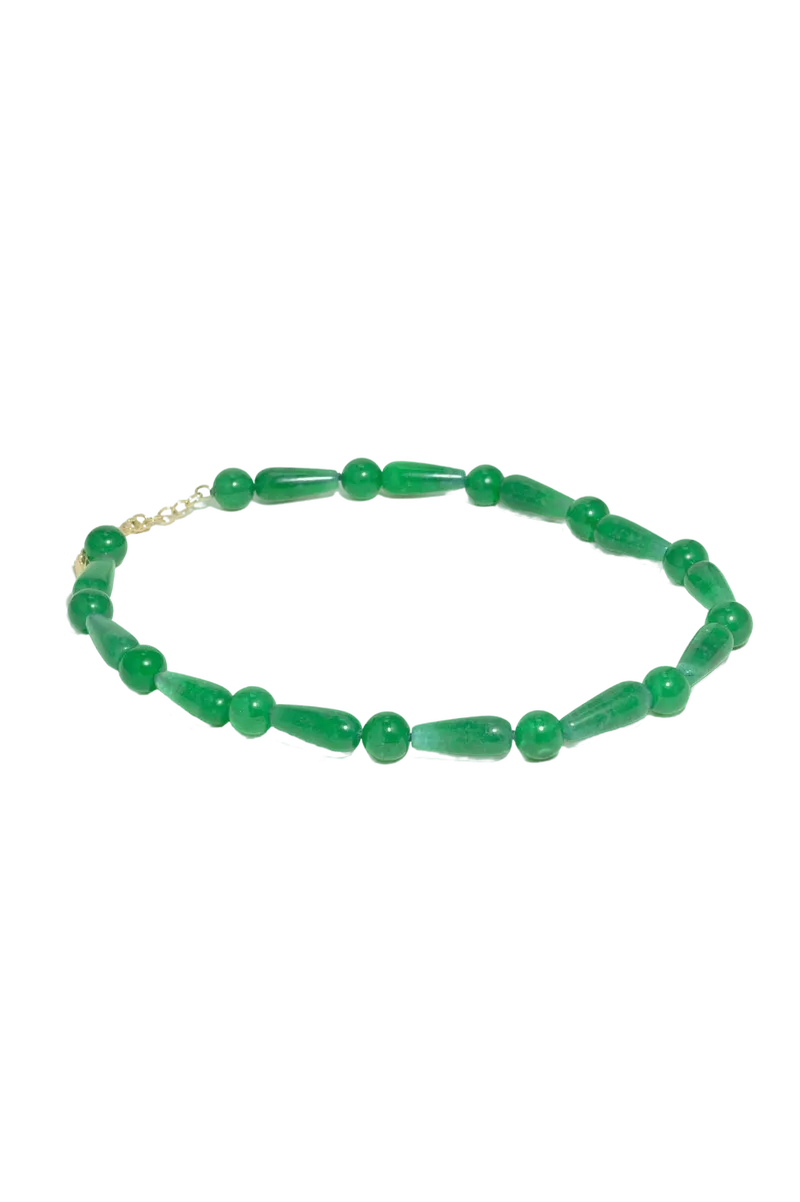 The Depths of Time - Green Chalcedony and Recycled Gold Vermeil Necklace
