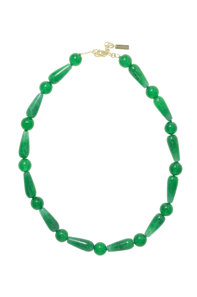 The Depths of Time - Green Chalcedony and Recycled Gold Vermeil Necklace