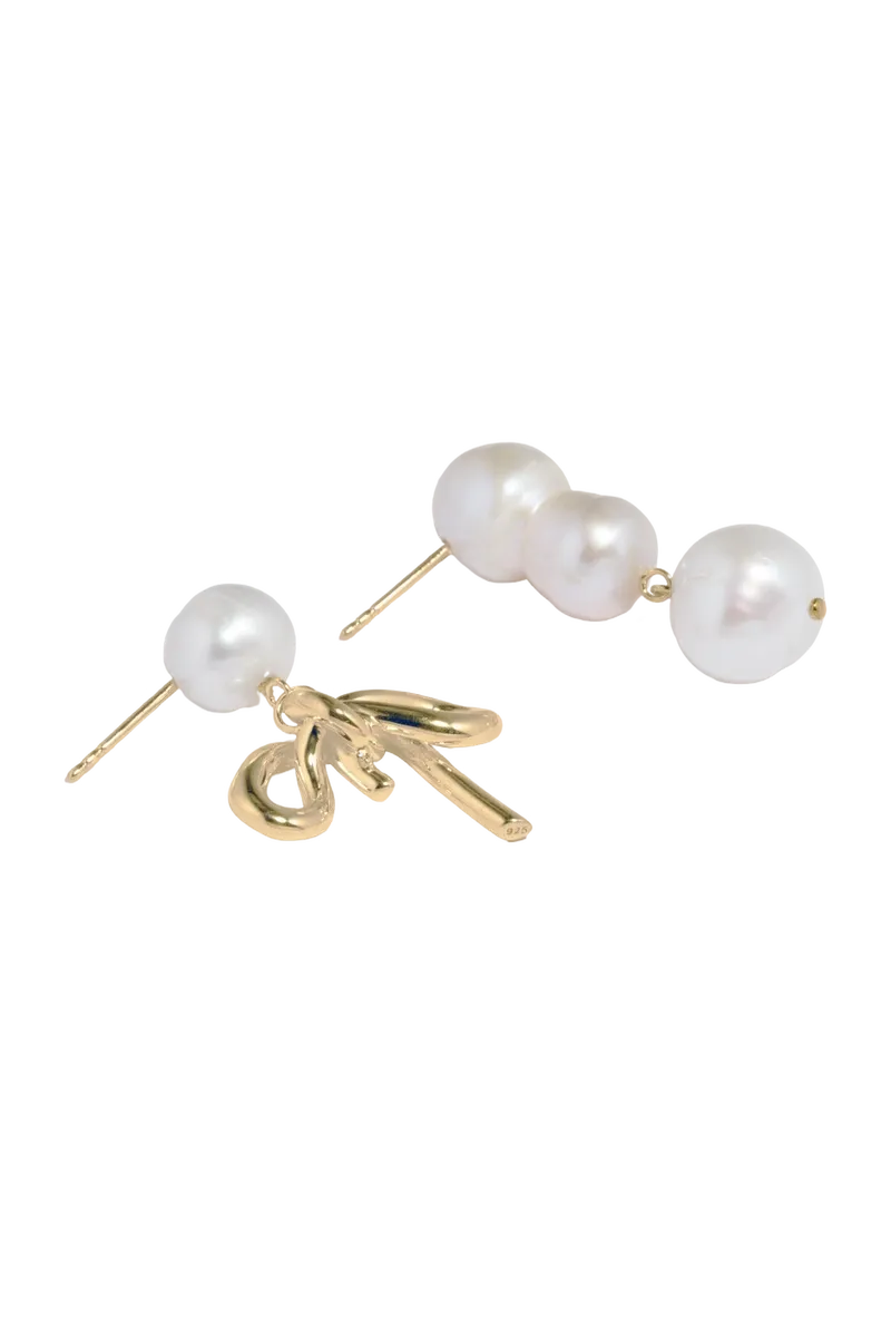 Once in a Blue Moon - Pearl and Recycled Gold Vermeil Earrings