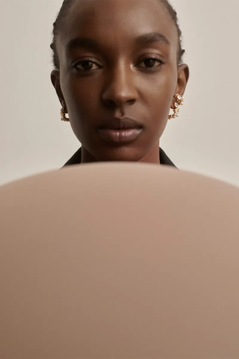 Chasing Shadows - Pearl and Zirconia Recycled Gold Vermeil Ear Cuff