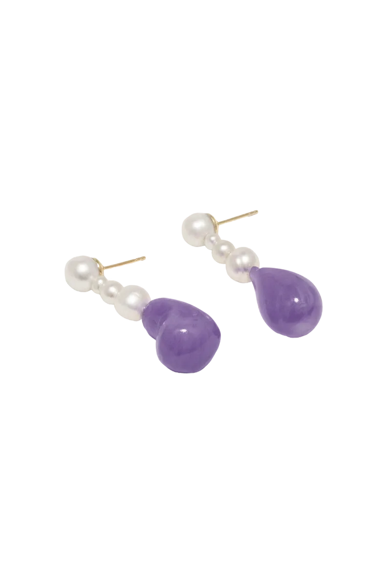 Pluck - Pearl and Lilac Bio Resin Gold Vermeil Earrings