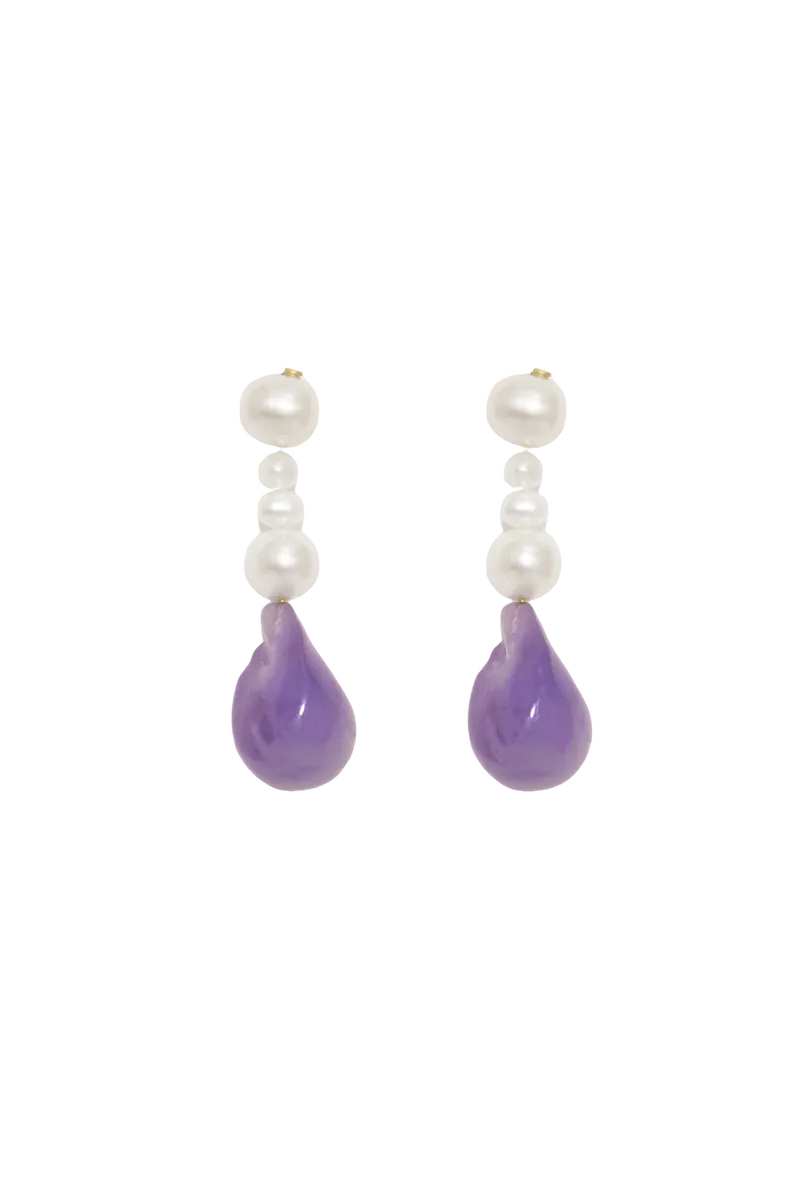 Pluck - Pearl and Lilac Bio Resin Gold Vermeil Earrings