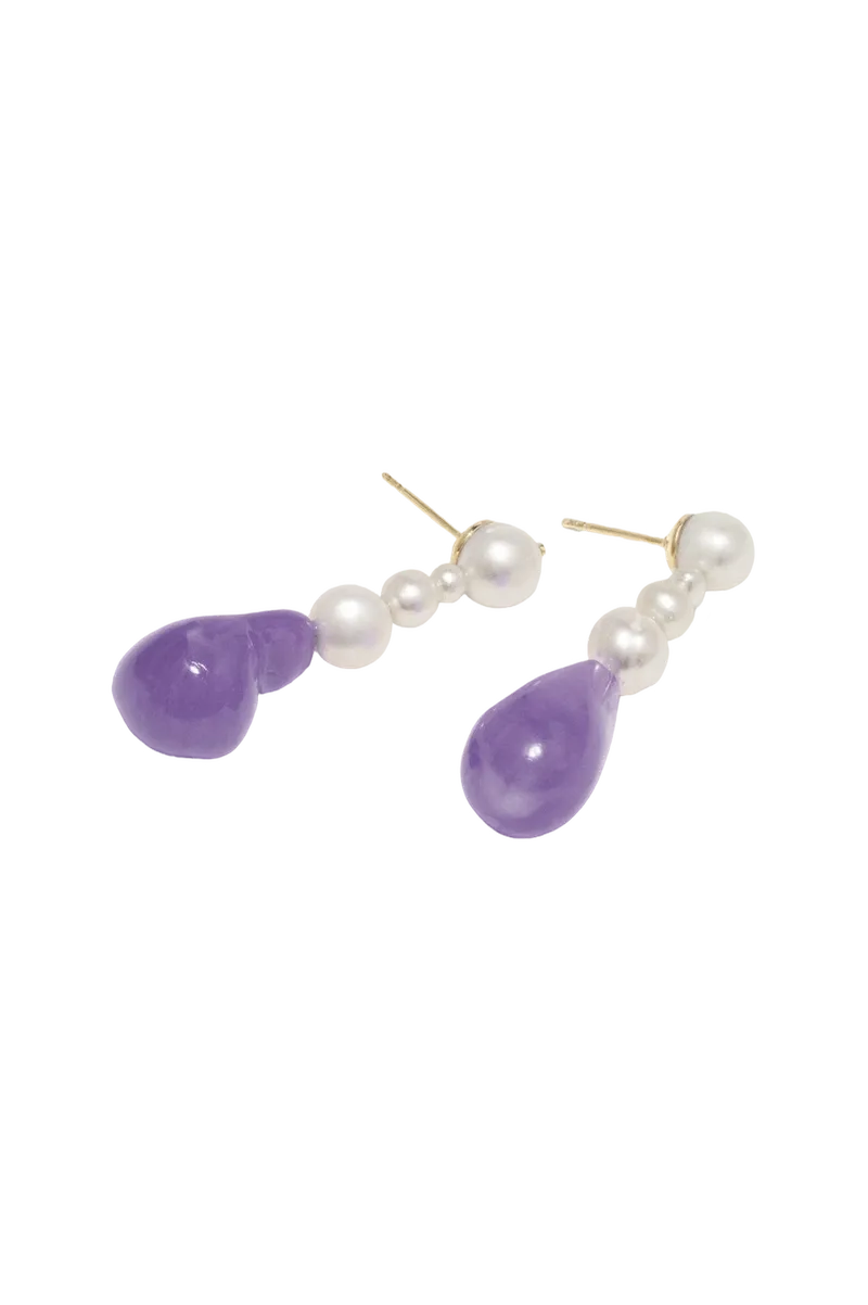 Pluck - Pearl and Lilac Bio Resin Gold Vermeil Earrings