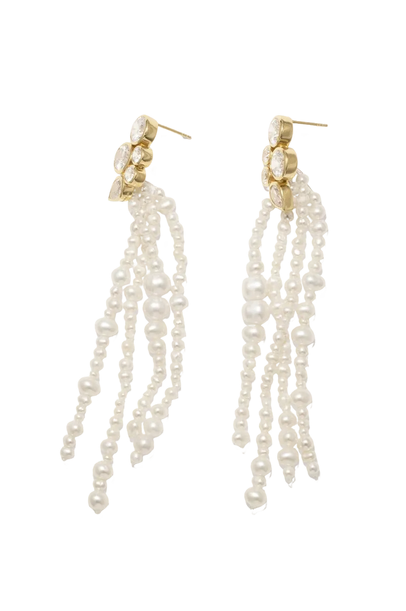 The Possibilities are Endless - Pearl and Zirconia Recycled Gold Vermeil Earrings