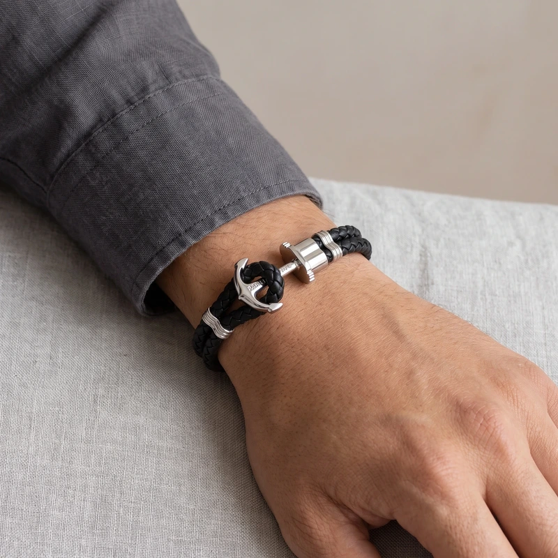 Phrep Bracelet Silver Black 15-16 cm